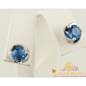 Серебряные женские серьги пуссеты (гвоздики) с кварцем 2089/9рк